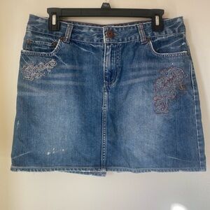 American Eagle Outfitters Embroidered Denim Mini Skirt